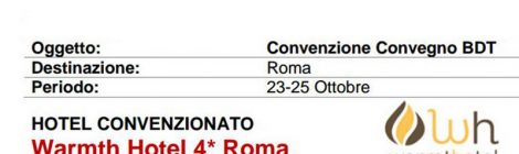 Hotel convenzionato per il convegno che si terrà il 24 ottobre 2016 a Roma