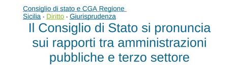 Consiglio di Stato rapporti tra amministrazioni pubbliche e terzo settore