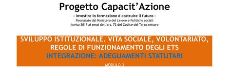 SVILUPPO ISTITUZIONALE. VITA SOCIALE, VOLONTARIATO - 3 Settore