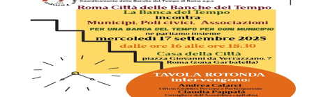 Roma incontro per una Banca del Tempo in ogni Municipio - 17 settembre 2025 ore 16.30