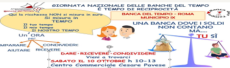BdT Donne Insieme IX Municipio - giornata nazionale banche del tempo 10 ottobre 2026
